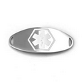 White Medical Symbol 1 1/2 Inch Stainless Steel Oval ID Tag